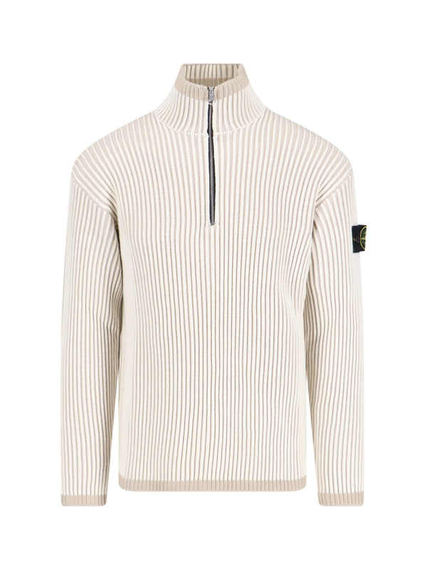 Wappenpatch Half Zip-Up Wool Knit