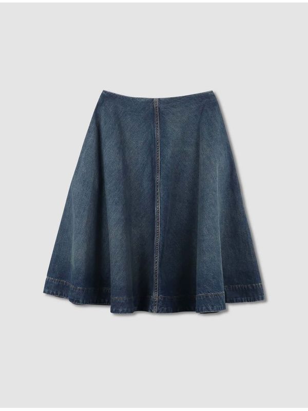 Flare Denim Midi Skirt