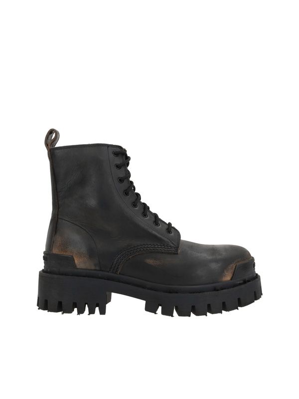 Strike Washing Effect Leather Boots