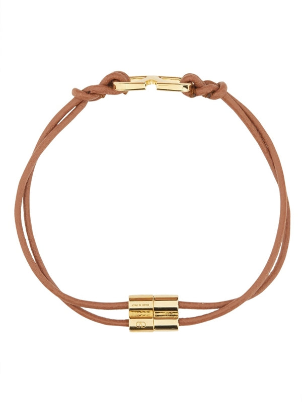 V Logo Leather Bracelet