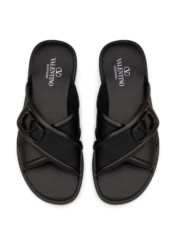 V Logo Cross Band Leather
  Sandals