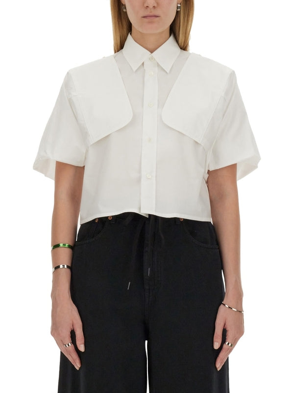 White Cotton Crop Shirt