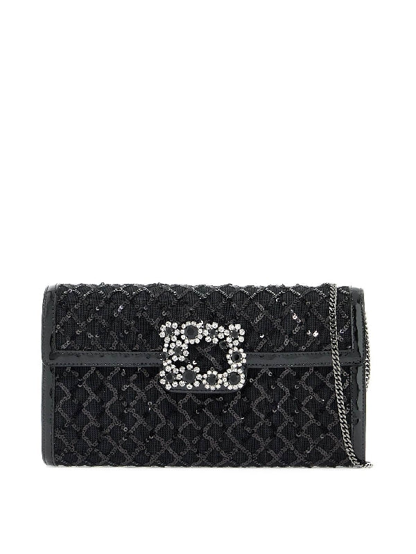 Jewel Buckle Flap Chain Shoulder Bag - Jente