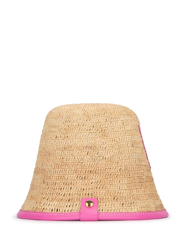 Bob Logo Patch Raffia Bucket Hat