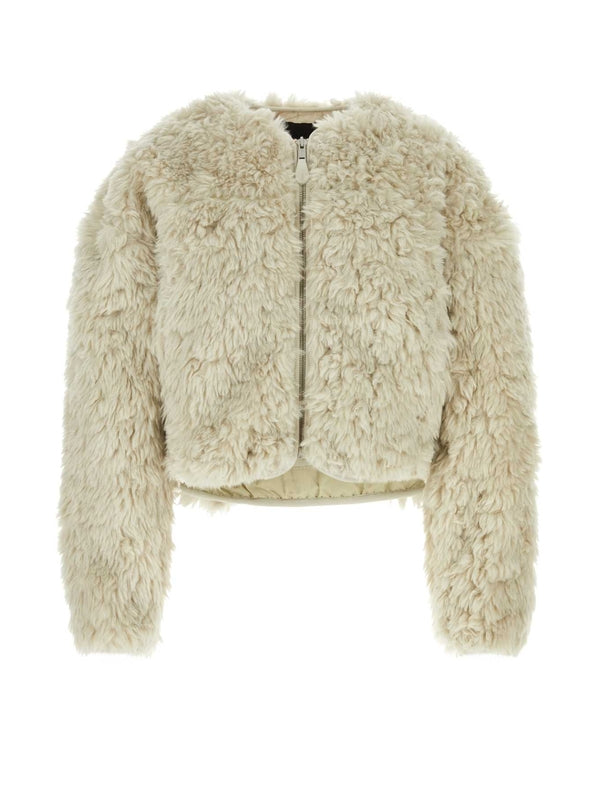 Collarless Shearling Jacket