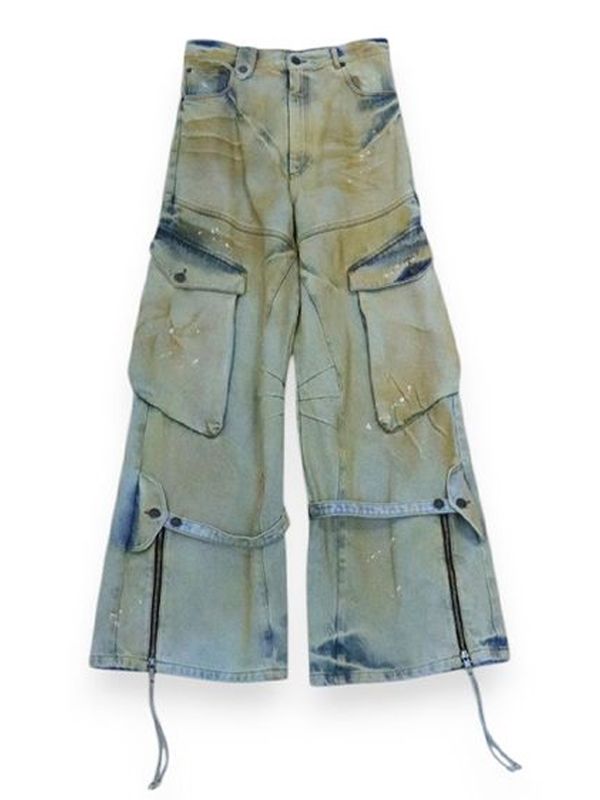 Dirty Detail Cargo Denim Pants