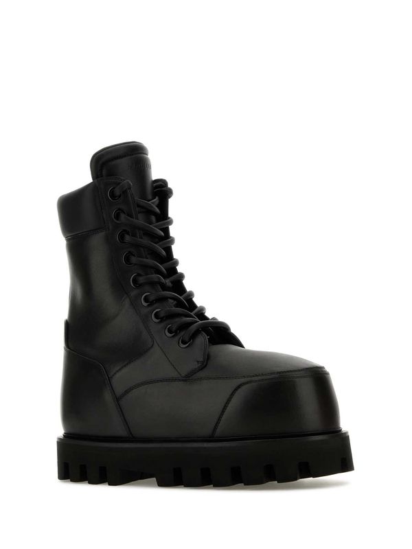 Black Leather Lace-Up Boots