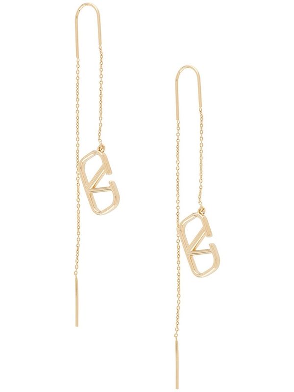 V Logo Drop Earrings