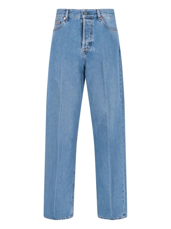 Back Logo Patch Cotton Denim Pants