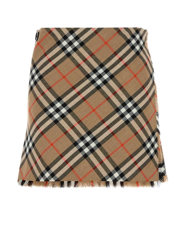 Vintage Check Pattern Wool Blend Mini
  Skirt
