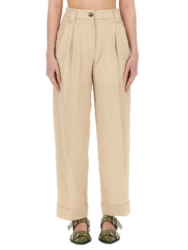 Textured Turn-Up Pants