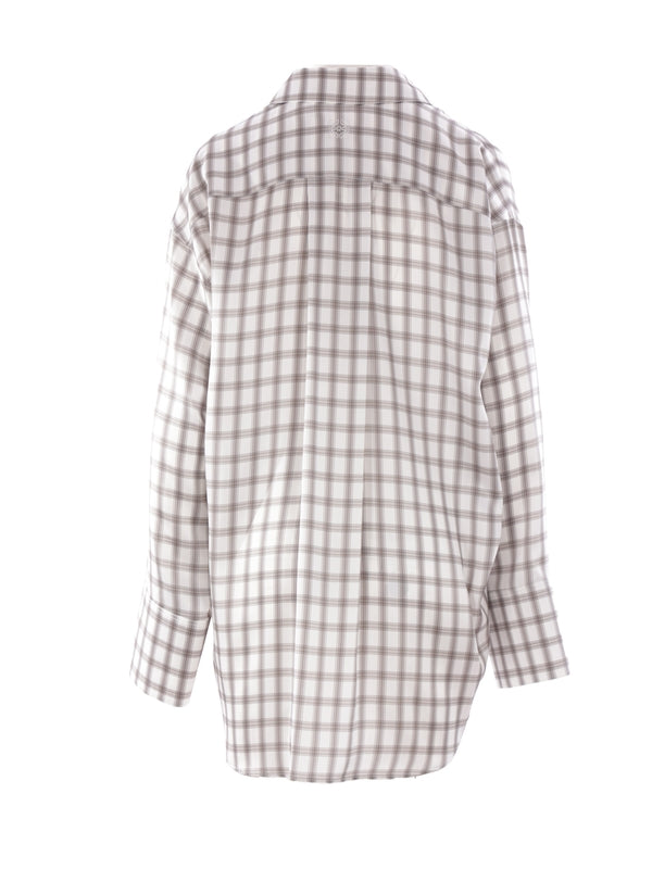 Checkered Pattern Silk Shirt