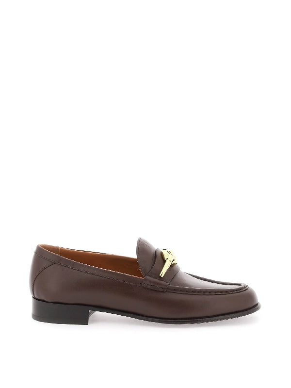 V Logo Bold Plaque Leather Loafer - Jente