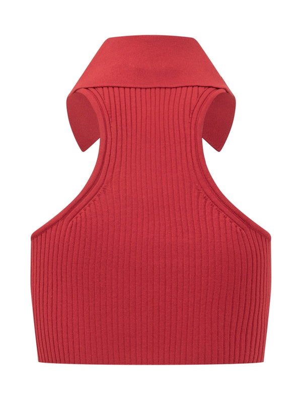 Navy Ribbed Sleeveless Top