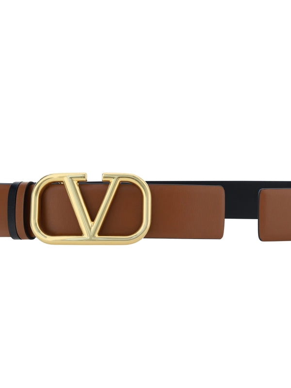 V Logo Reversible Leather Belt