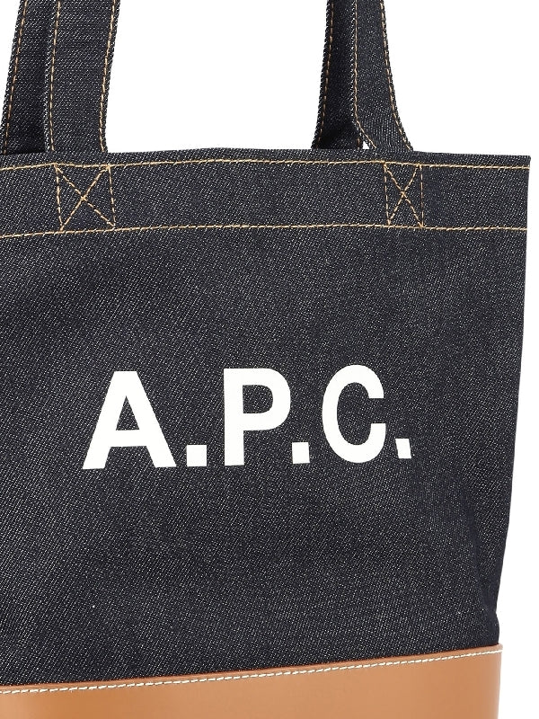 Axel Logo Denim Leather Tote Bag