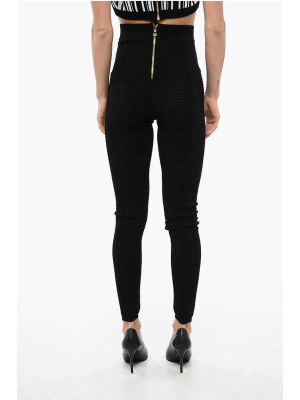 High-Waist Ribbed Knit Leggings