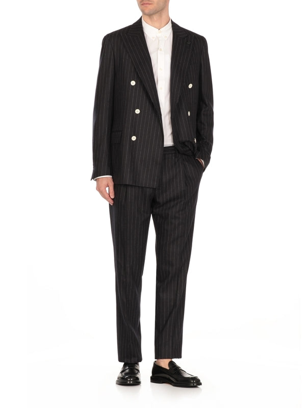 Pinstripe Wool Cashmere Set-up Suit