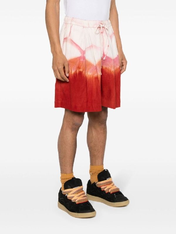 Tie-Dye Cotton Linen Bermuda Shorts