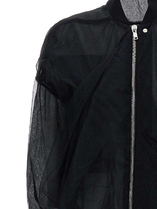 Tulle Overlay Bomber Jacket