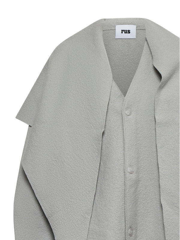 Mantello Detachable Scarf Wool Cardigan