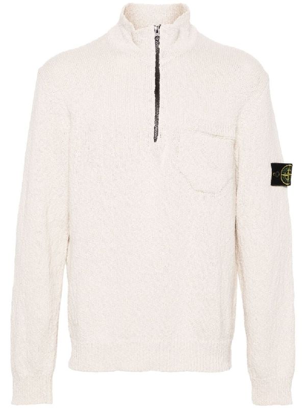 Wappen Patch Half-Zip Boucle Knit