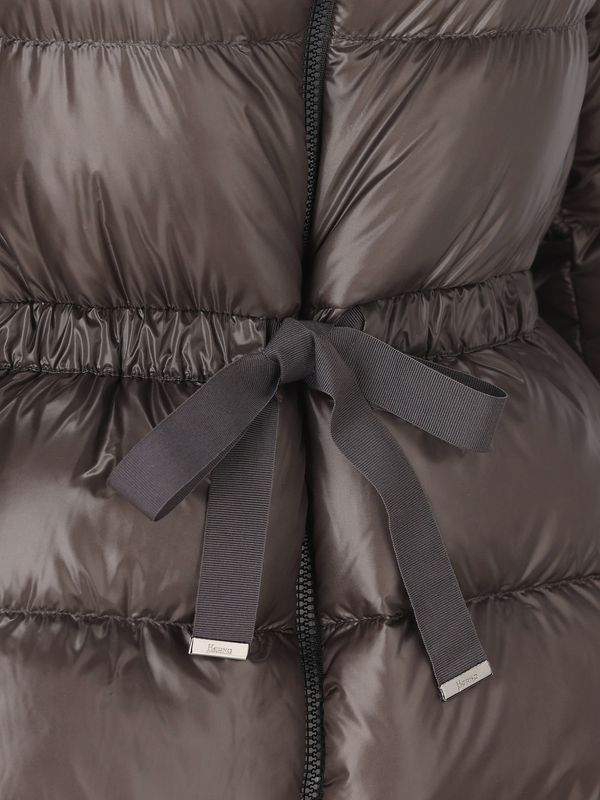 Brown High-neck Nylon Padded Jacket