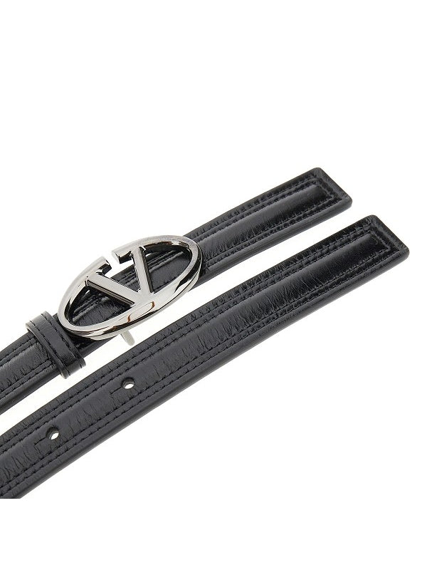 V Logo Leather Belt