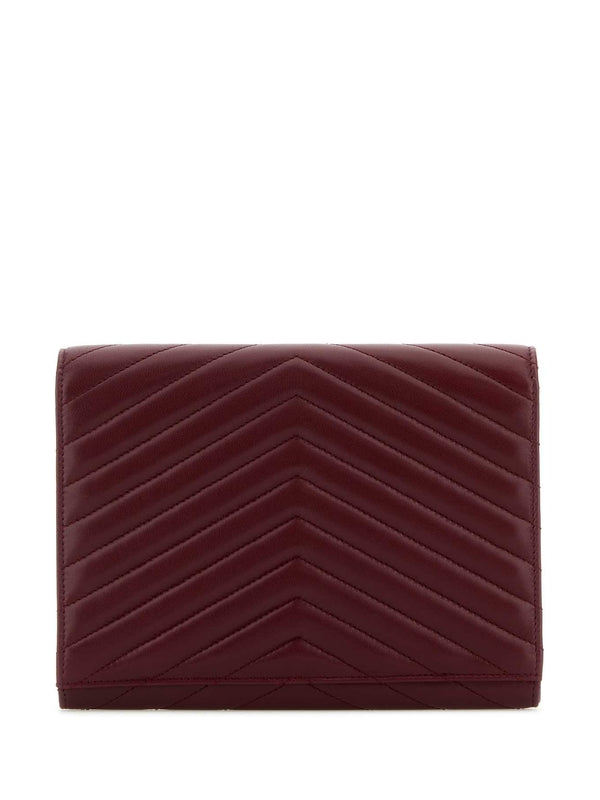 Cassandra Logo Trim Leather Clutch Bag