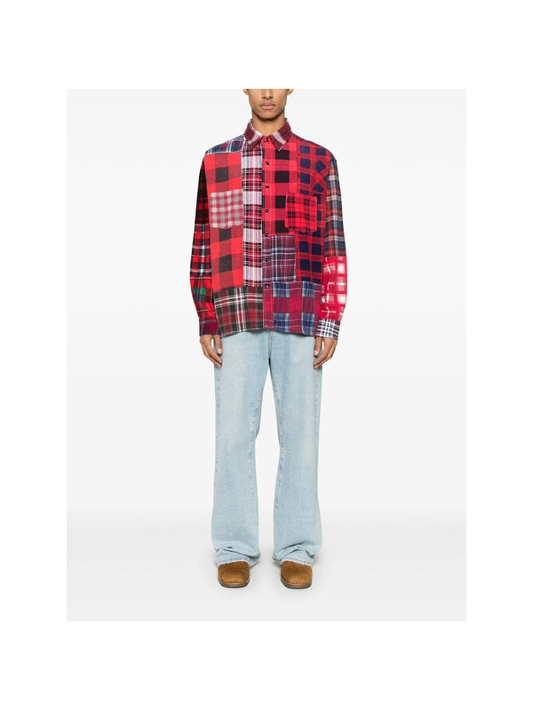 Patchwork Check Pattern Cotton Shirt
