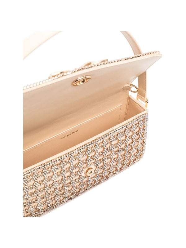 Bow Decoration Crystal
  Baguette Shoulder Bag