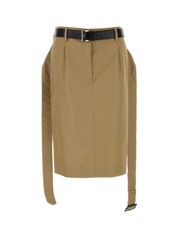 腰带装饰中长半身裙