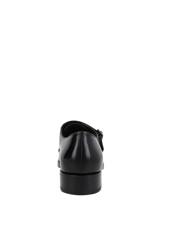 Black Leather Monkstrap Shoes