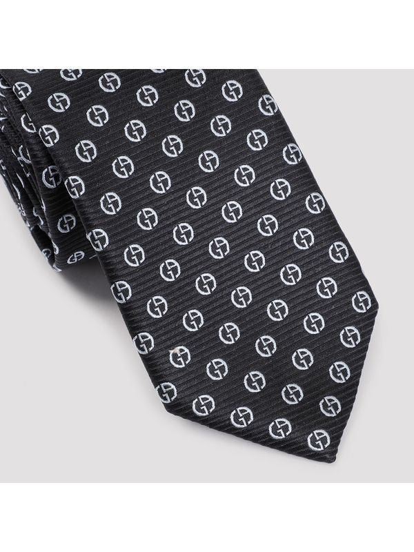 Allover Logo Printing Silk Necktie