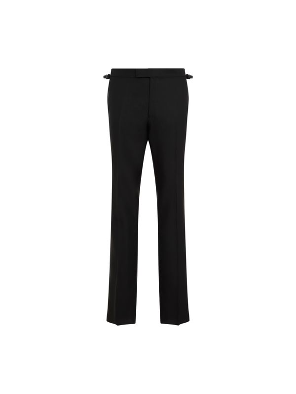 Black Wool Silk Tailored Pants