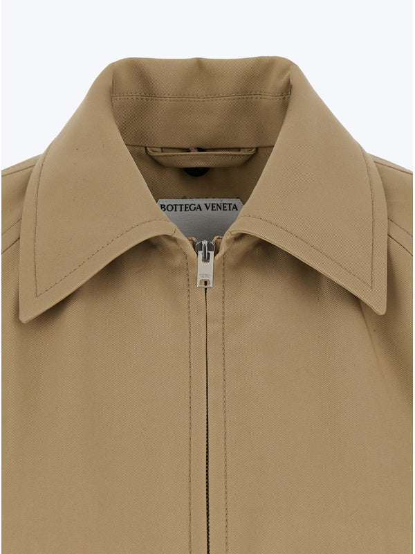 Intrecciato Collar Cotton Zip-Up Jacket