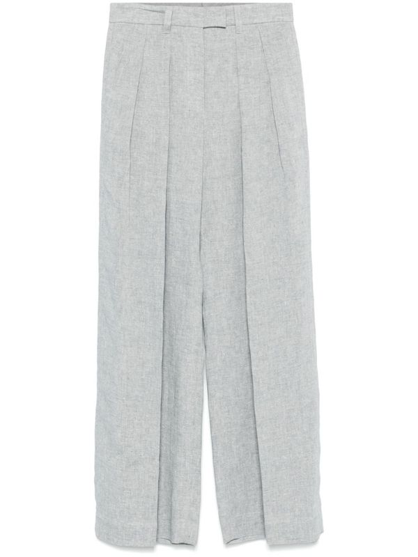 Wide Pleated
  Linen Blend Pants