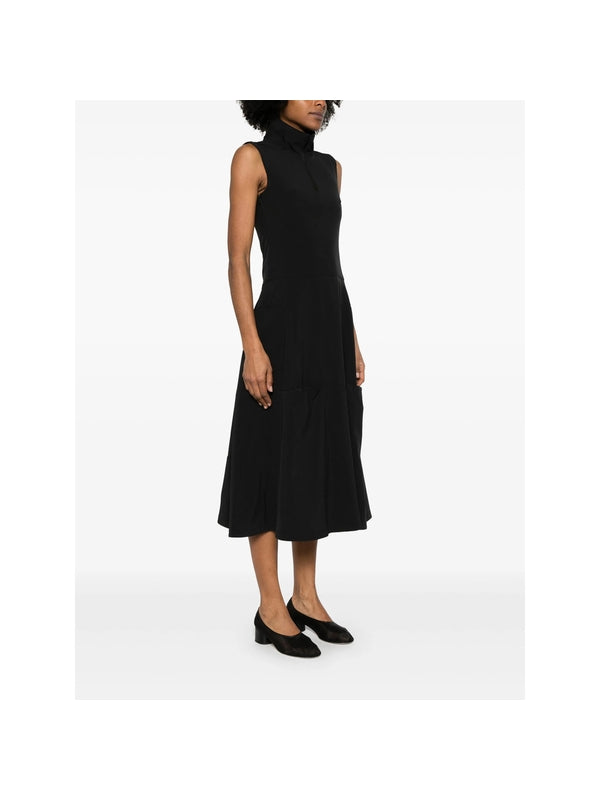 High Neck Zip Sleeveless Midi
  Dress