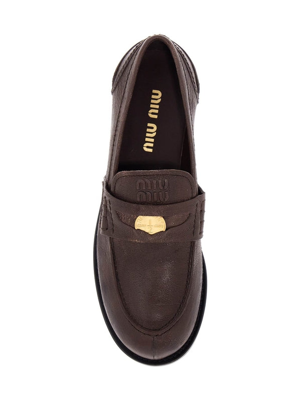 vintage-effect leather penny loafers Loafers