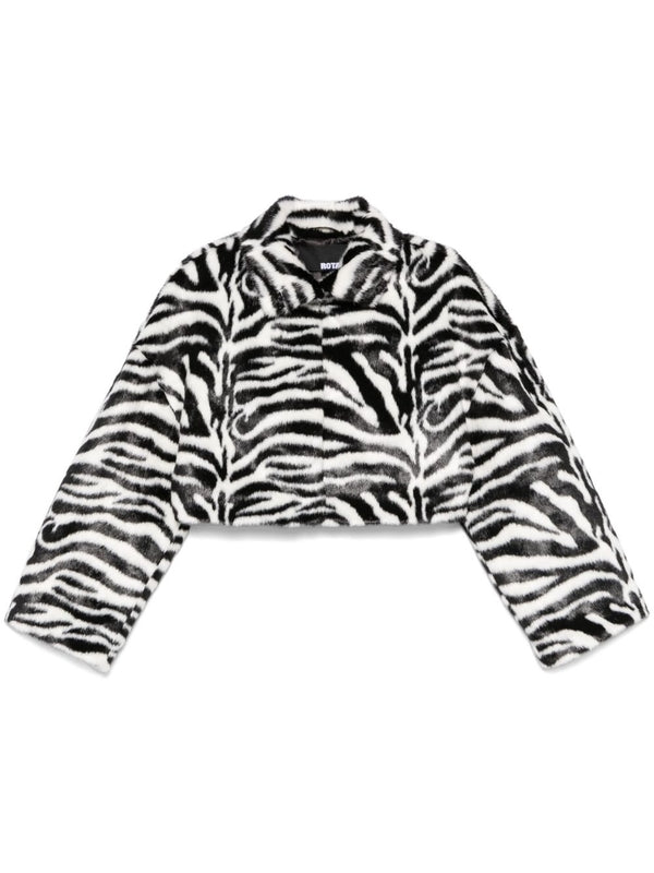 Zebra Printing Fake Fur Shearling Jacket