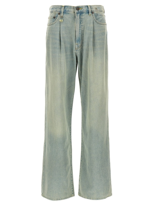 DAMON Pleated Washed Denim Pants