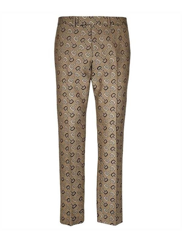 Allover Horsebit Print Cotton Wool Pants