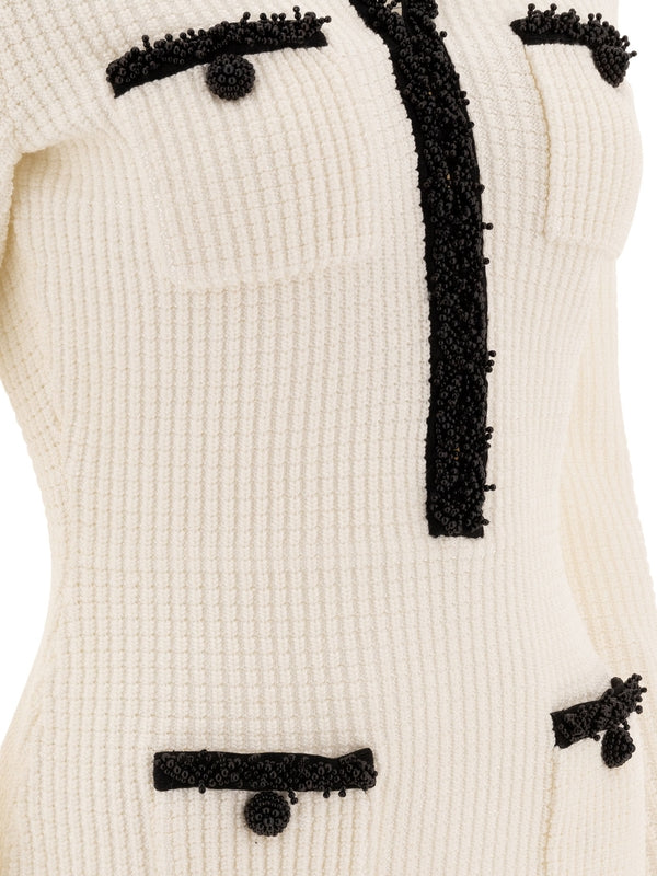 Bead Detail Knit Mini Dress