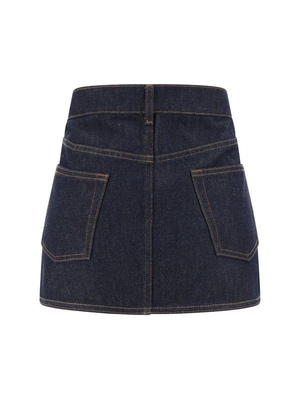 Wrap Detail Denim Skirt