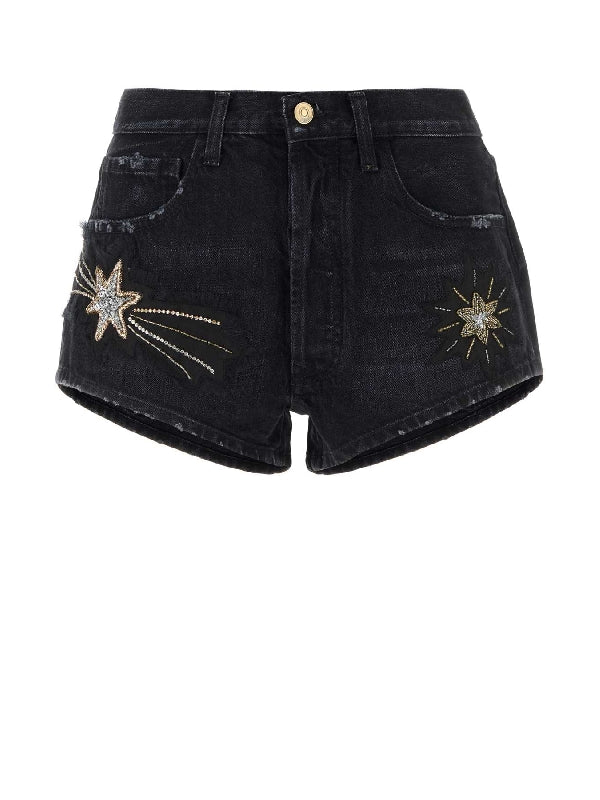 Beads Applique Denim Shorts