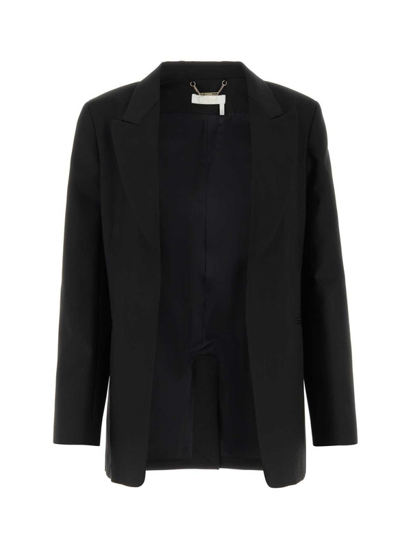 Black Wool Silk Tailored Jacket