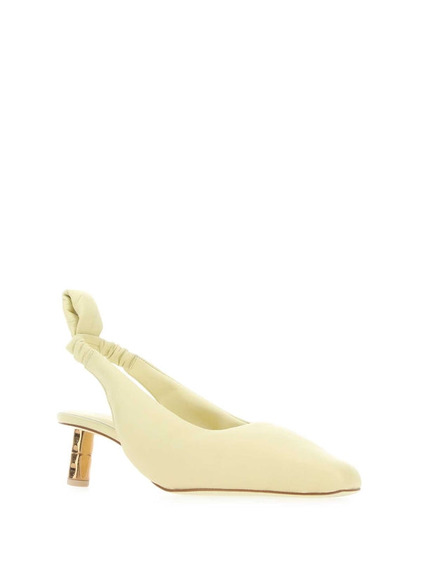Puffy Leather Slingback Heel
