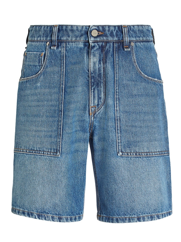 Back Logo Denim Bermuda Shorts