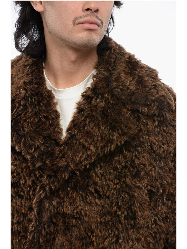 Brown Merino Wool Cotton Fur Jacket