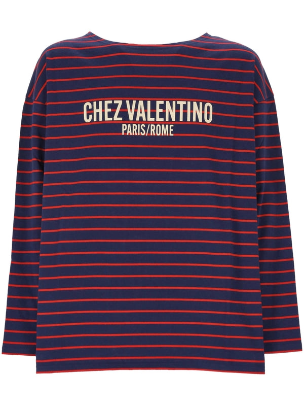 Valentino Navy Long Sleeve Top